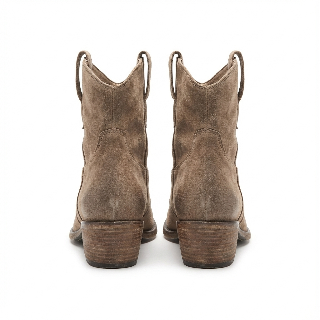 Santiag basse beige Daim Synthétique Femme - Modernes avec boucles et texture mate 3