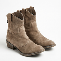 Santiag basse beige Daim Synthétique Femme - Modernes avec boucles et texture mate 1