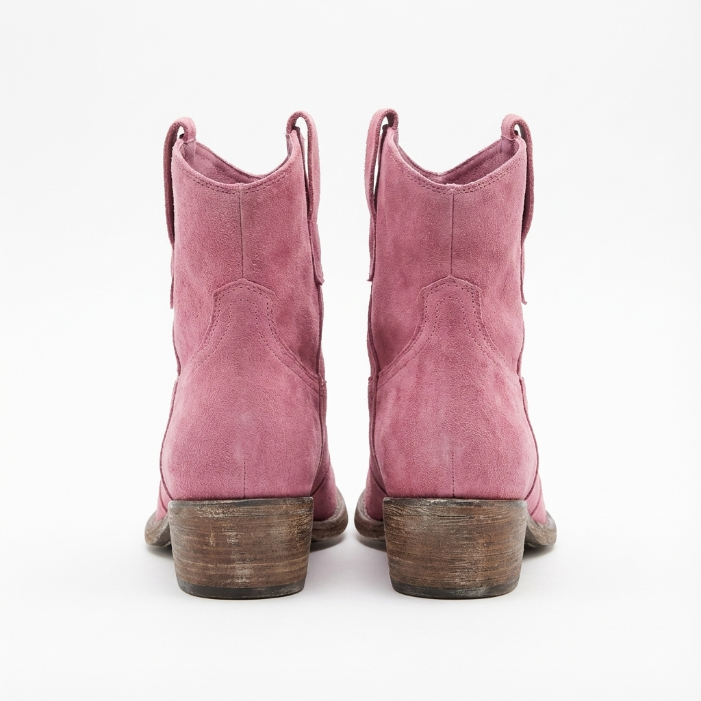 Santiag basse rose Daim Synthétique Femme - Bottes modernes à bout pointé élégant 3