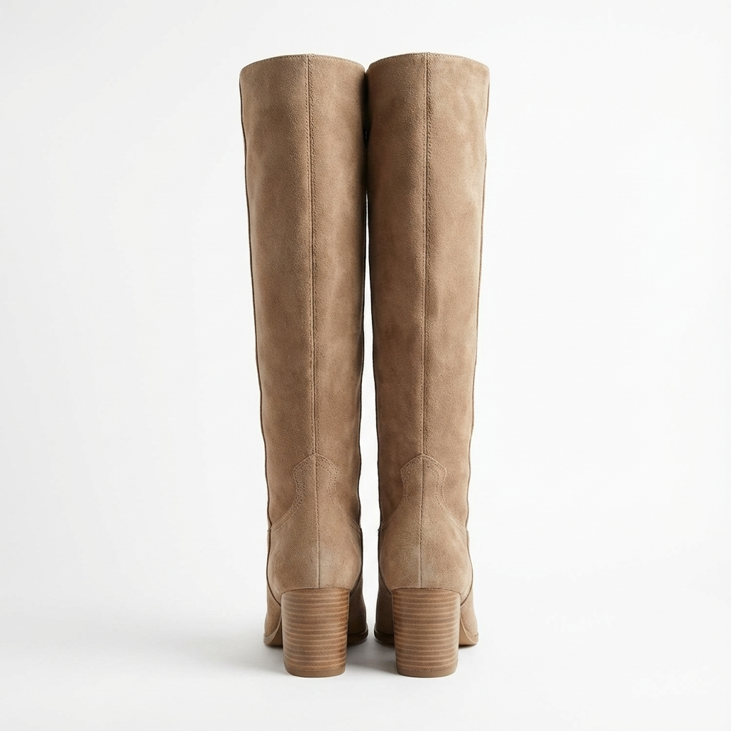 Botte haute marron clair Simili Cuir Femme - Santiags élégantes en simili cuir beige 3
