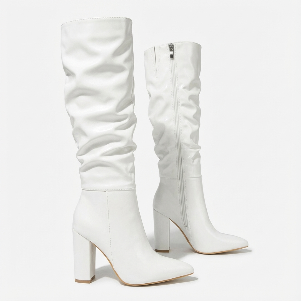 Botte haute blanc Simili Cuir Femme - Santiag élégante au style sophistiqué 5