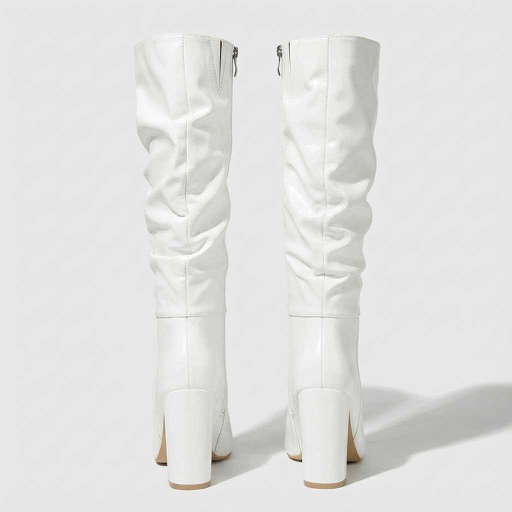 Botte haute blanc Simili Cuir Femme - Santiag élégante au style sophistiqué 6
