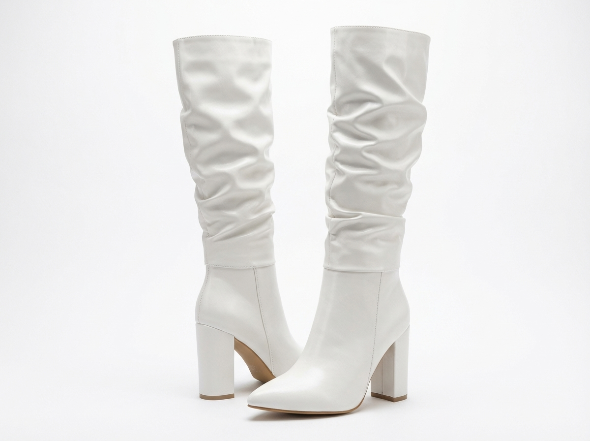 Botte haute blanc Simili Cuir Femme - Santiag élégante au style sophistiqué
