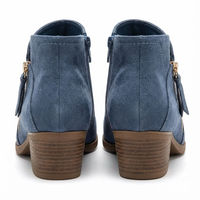 Santiag basse bleu Daim Femme - Bout pointu chic et zip doré 5