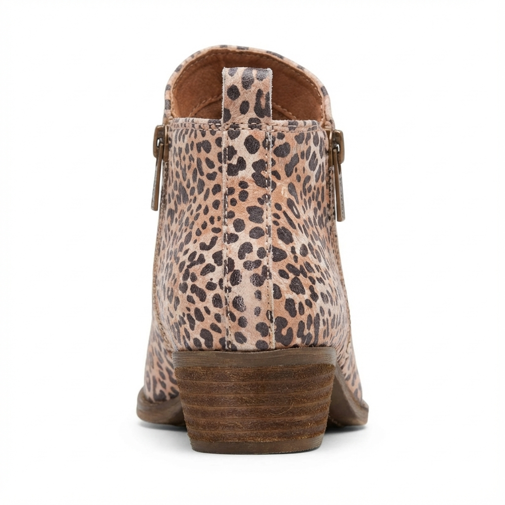 Santiag basse marron clair Synthétique Femme - Motif léopard avec talon stable chic 2