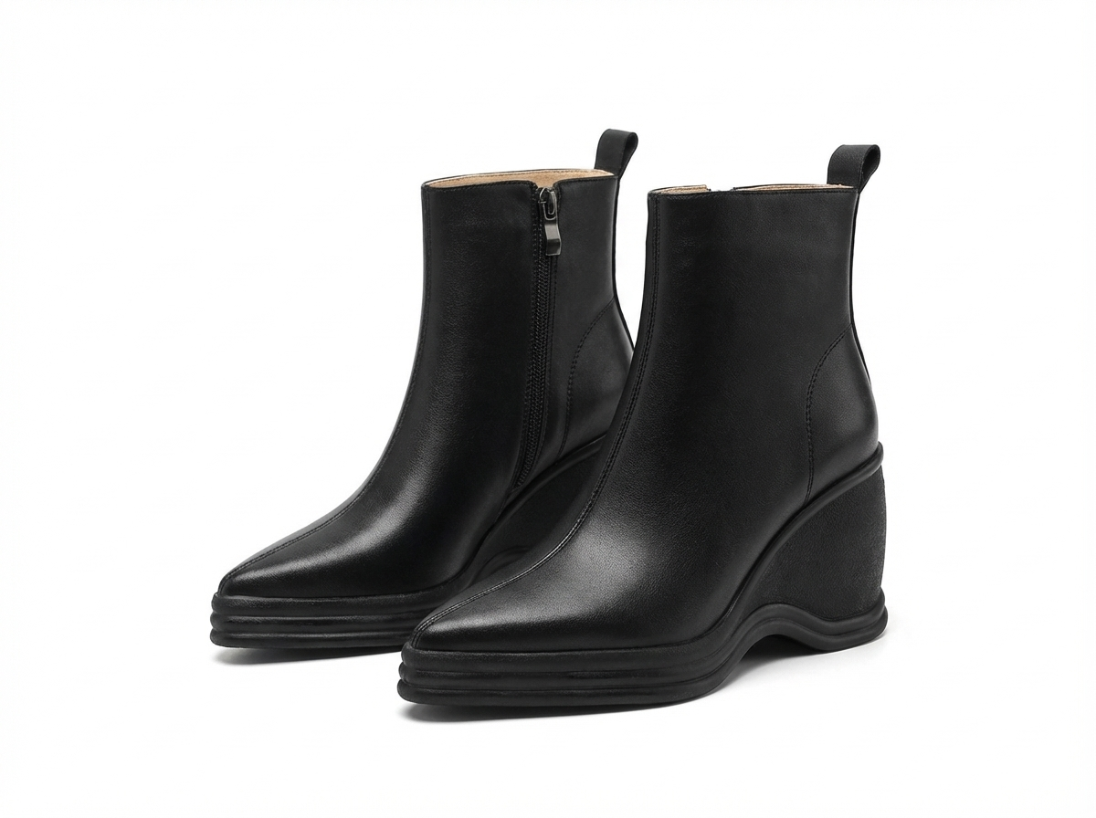 Bottine à talon noir Synthétique Femme - Santiags modernes avec bout pointu élégant