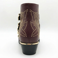 Santiag basse marron Cuir Femme - Boucles dorées et motifs géométriques raffinés 4