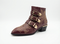 Santiag basse marron Cuir Femme - Boucles dorées et motifs géométriques raffinés 1