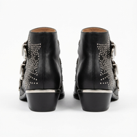 Santiag basse noir Cuir Femme - Style rétro avec clous et boucles 3