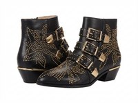 Santiag basse noir Cuir Femme - Bottes noires cloutées à boucles modernes 1