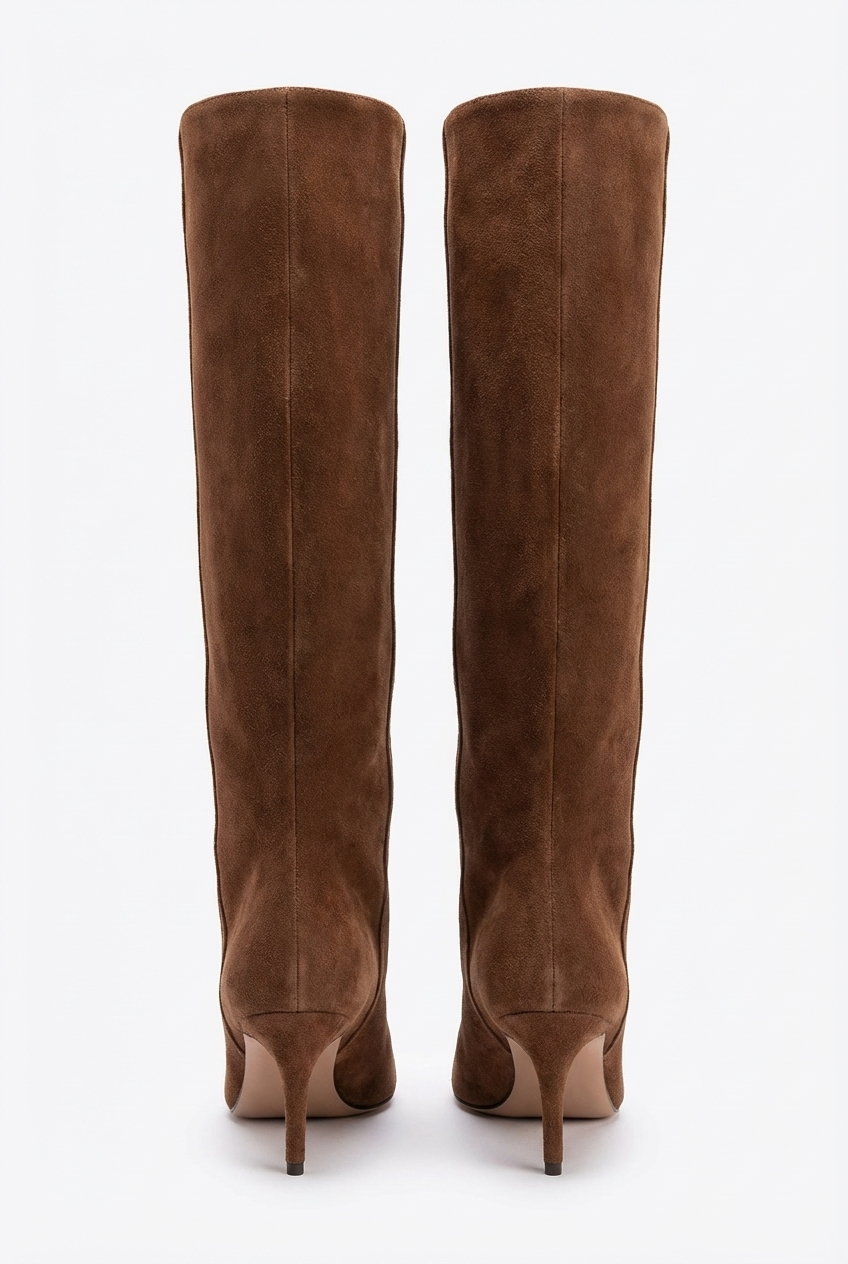 Botte haute marron Daim Synthétique Femme - Santiags marron à bout pointu élégantes 3
