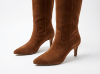 Botte haute marron Daim Synthétique Femme - Santiags marron à bout pointu élégantes 2