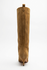 Botte haute camel Daim Synthétique Femme - Allure sophistiquée avec bout pointu distinctif 3