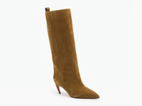 Botte haute camel Daim Synthétique Femme - Allure sophistiquée avec bout pointu distinctif 1