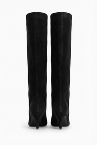 Botte haute noir Daim Synthétique Femme - Élégance sobre à bout pointu 3