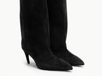 Botte haute noir Daim Synthétique Femme - Élégance sobre à bout pointu 2