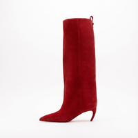 Botte haute rouge Daim Femme - Santiags rouges en daim au charme western 2