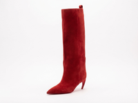 Botte haute rouge Daim Femme - Santiags rouges en daim au charme western 1