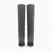 Botte haute gris Daim Synthétique Femme - Élégantes bottes grises, sans ornements 3