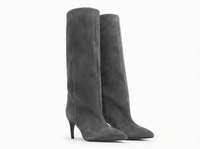Botte haute gris Daim Synthétique Femme - Élégantes bottes grises, sans ornements 1