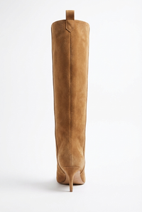 Botte haute camel Daim Synthétique Femme - Botte camel épurée au bout pointu 3