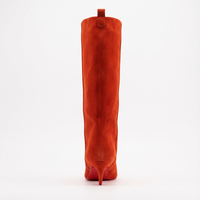 Botte haute orange Daim Femme - Combinaison daim rouge et talon aiguille 3