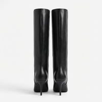 Botte haute noir Synthétique Femme - Élégance western moderne à bout pointu 3