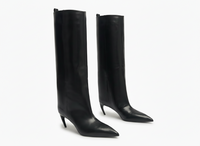 Botte haute noir Synthétique Femme - Élégance western moderne à bout pointu 1