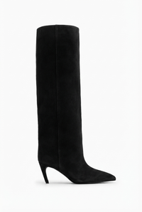 Botte haute noir Daim Synthétique Femme - Élégance sophistiquée avec talons aiguilles 2