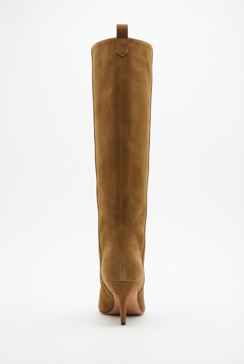 Botte haute camel Daim Synthétique Femme - Santiags modernes marron clair à talon aiguille 2
