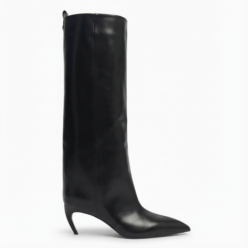 Botte haute noir Synthétique Femme - Santiags modernes à talons fins 2