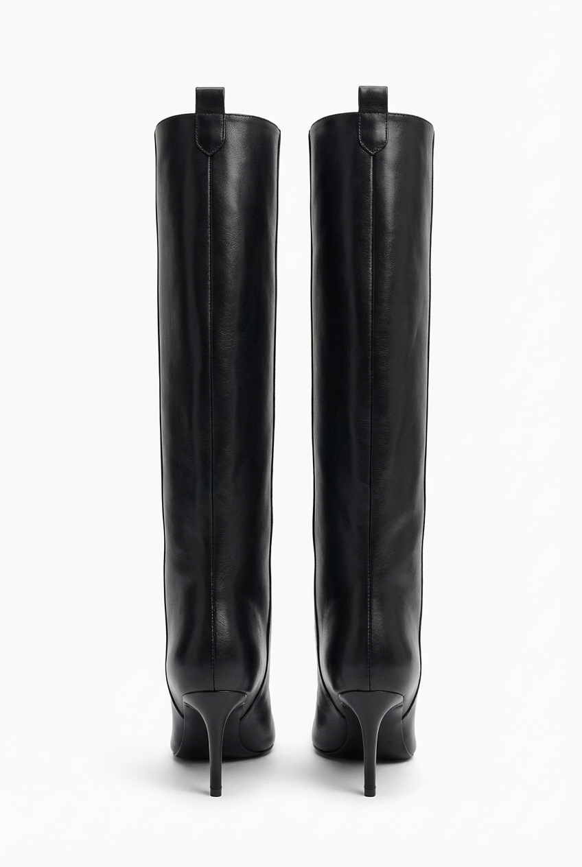 Botte haute noir Synthétique Femme - Santiags modernes à talons fins 3