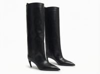 Botte haute noir Synthétique Femme - Santiags modernes à talons fins 1