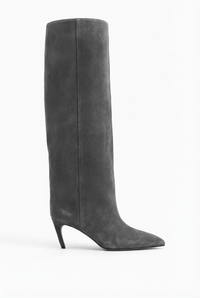 Botte haute gris Daim Synthétique Femme - Santiags grises élégantes à talon fin 2