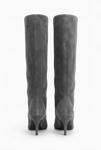 Botte haute gris Daim Synthétique Femme - Santiags grises élégantes à talon fin 3