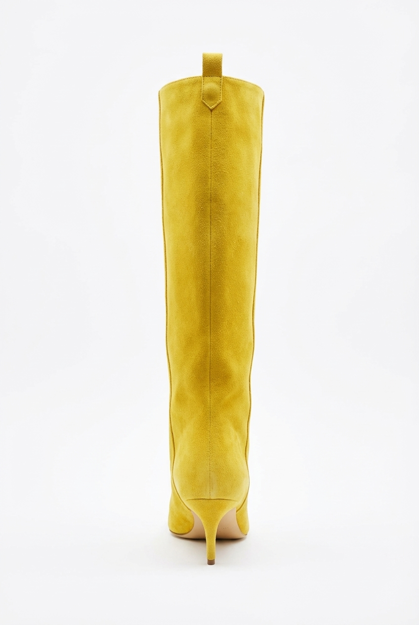 Botte haute jaune Daim Femme - Santiags jaunes audacieuses à talon élégant 3