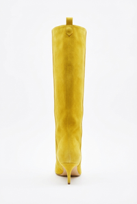 Botte haute jaune Daim Femme - Santiags jaunes audacieuses à talon élégant 3
