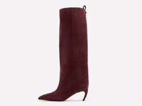 Botte haute rouge Daim Synthétique Femme - Santiags rouges épurées à talon fin 2