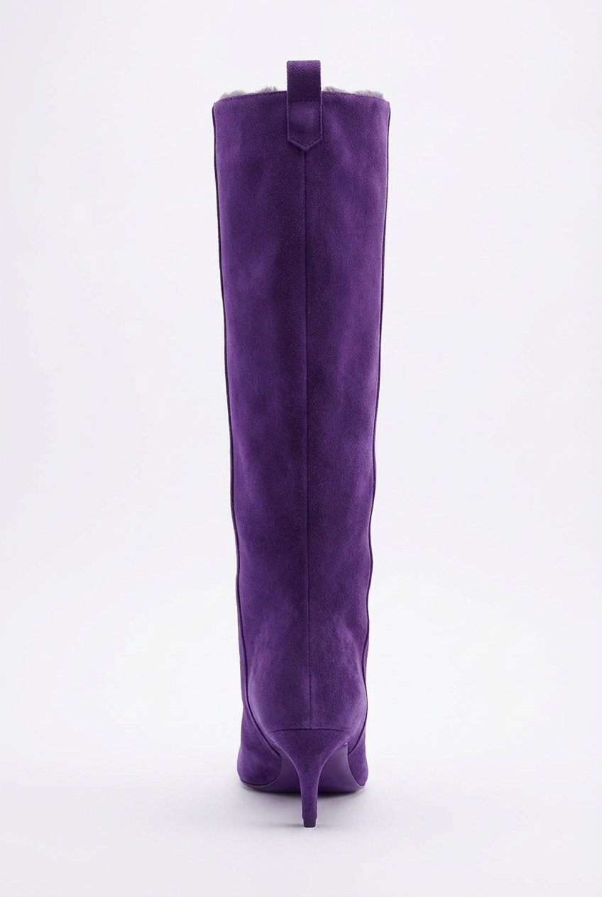 Botte haute violet Daim Synthétique Femme - Santiags violettes à talon fin incurvé 3