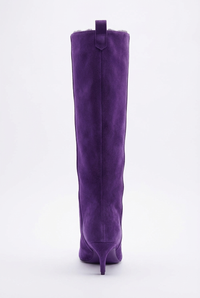 Botte haute violet Daim Synthétique Femme - Santiags violettes à talon fin incurvé 3