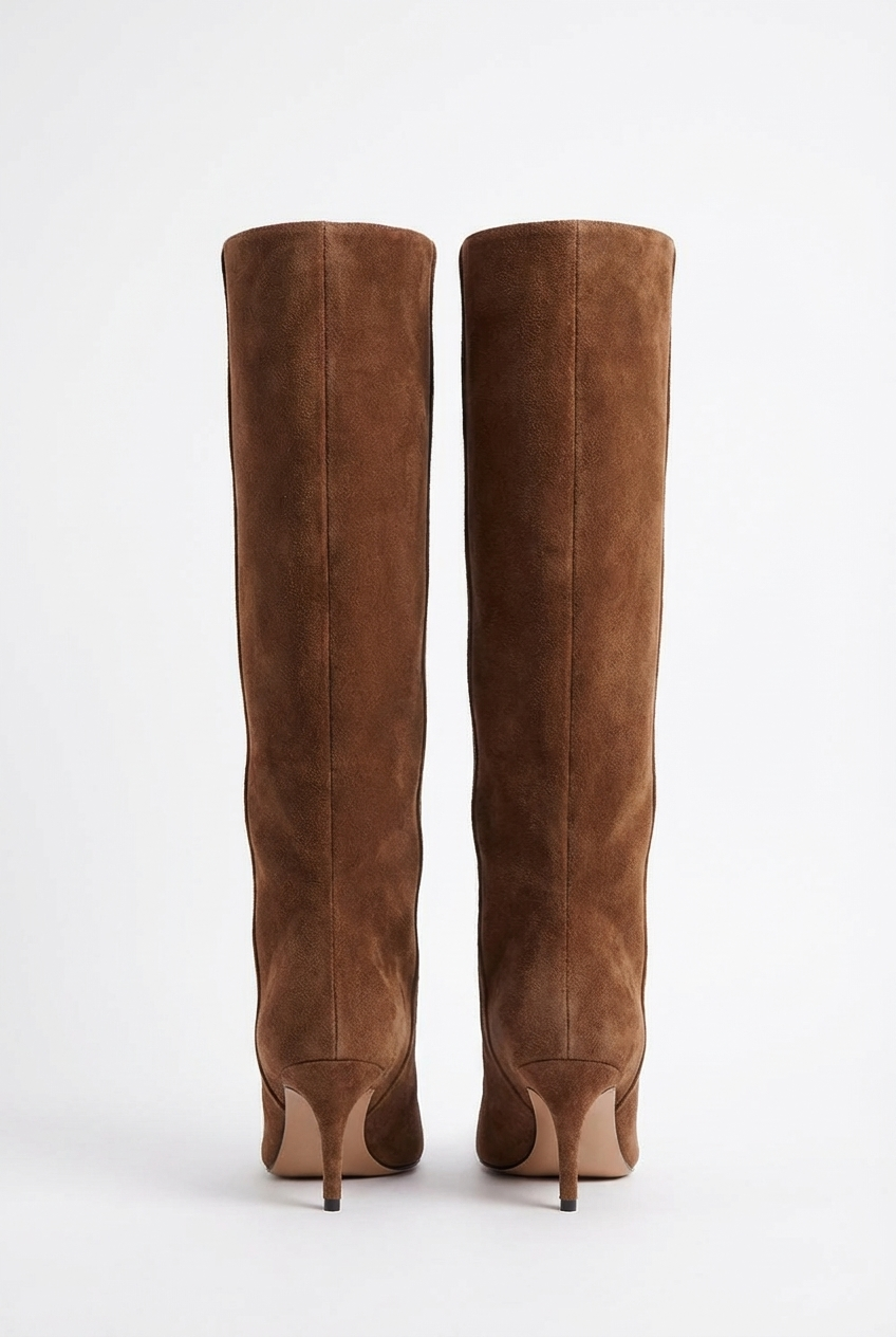 Botte haute marron Daim Synthétique Femme - Santiags élancées avec talon aiguille raffiné 3