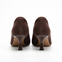 Bottine à talon marron foncé Daim Synthétique Femme - Bottines santiags à talons aiguilles chic 3