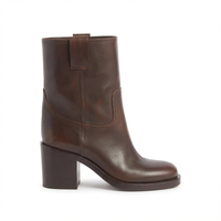 Bottine haute marron foncé Cuir Femme - Santiags marron modernes avec fermeture éclair 2