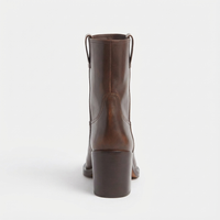 Bottine haute marron foncé Cuir Femme - Santiags marron modernes avec fermeture éclair 3