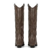 Santiag mi-haute marron Synthétique Femme - Ornements de clous sur bout pointu 3