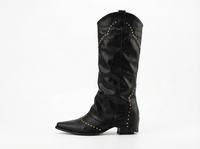 Santiag mi-haute noir Synthétique Femme - Clous modernes accentuant le style rétro 2