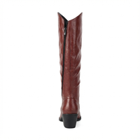 Santiag haute rouge Simili Cuir Femme - Élégance moderne avec fermeture éclair latérale 3