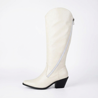 Santiag haute blanc Simili Cuir Femme - Style minimaliste, bout pointu élégant 2