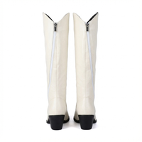 Santiag haute blanc Simili Cuir Femme - Style minimaliste, bout pointu élégant 3