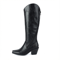 Santiag haute noir Simili Cuir Femme - Confort moderne avec élégance épurée 3